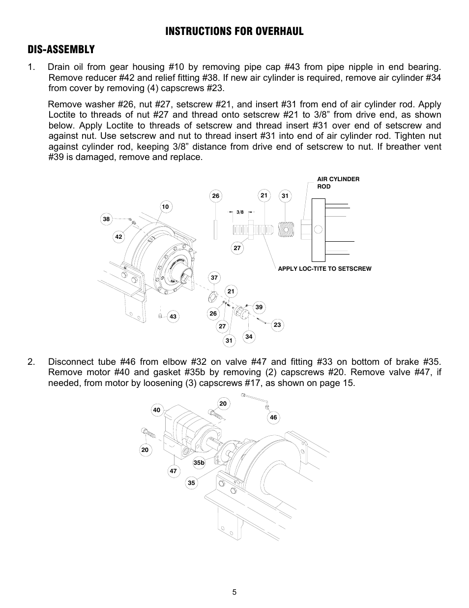 Instructions for overhaul dis-assembly | Ramsey Winch RPH-45000 (Foot Mtd.) User Manual | Page 8 / 20