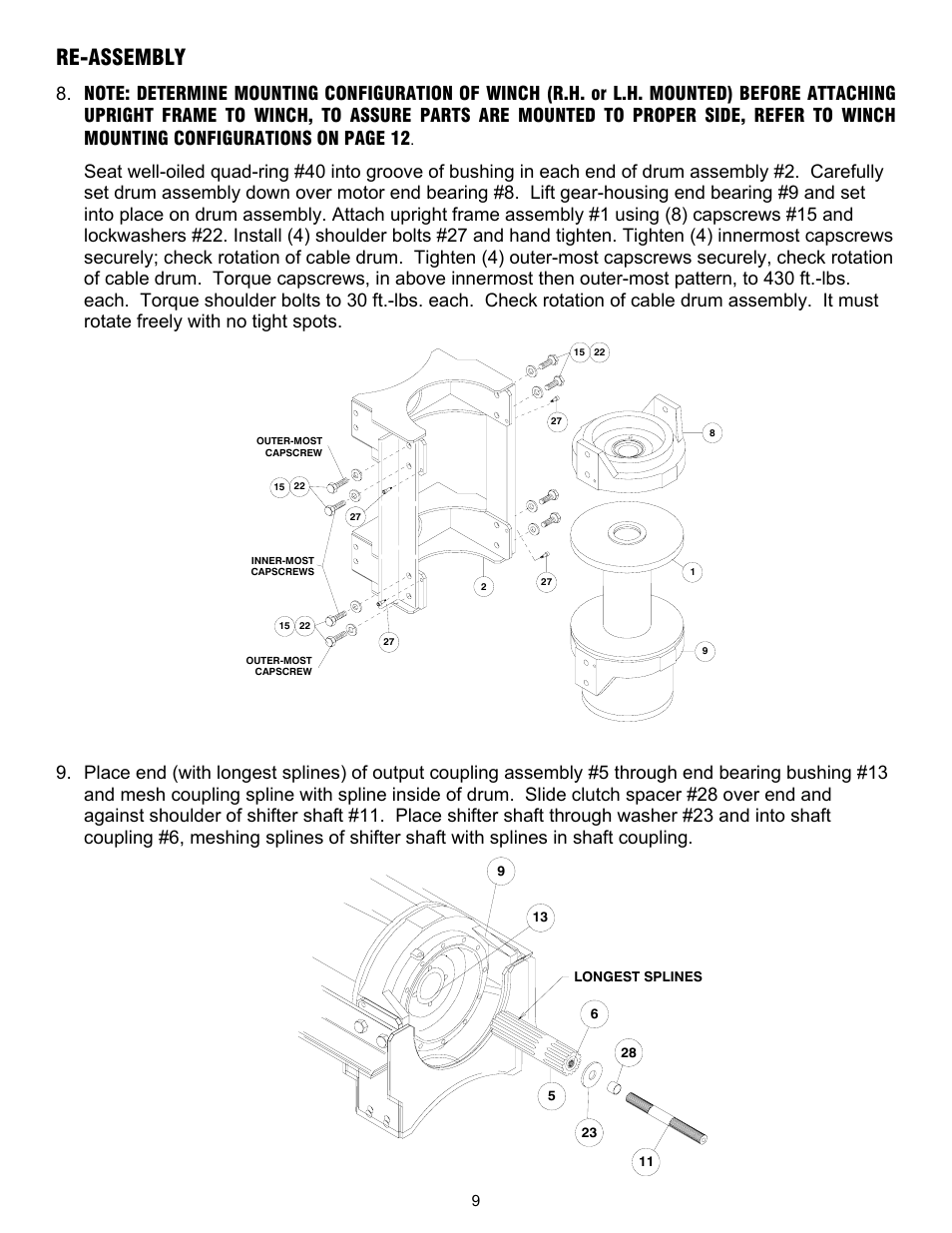 Re-assembly | Ramsey Winch RPH-45000 (Mtg. Frame) User Manual | Page 11 / 20