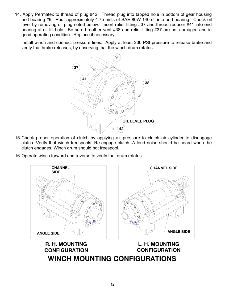 Winch mounting configurations | Ramsey Winch RPH-45000 (Mtg. Frame) User Manual | Page 14 / 20