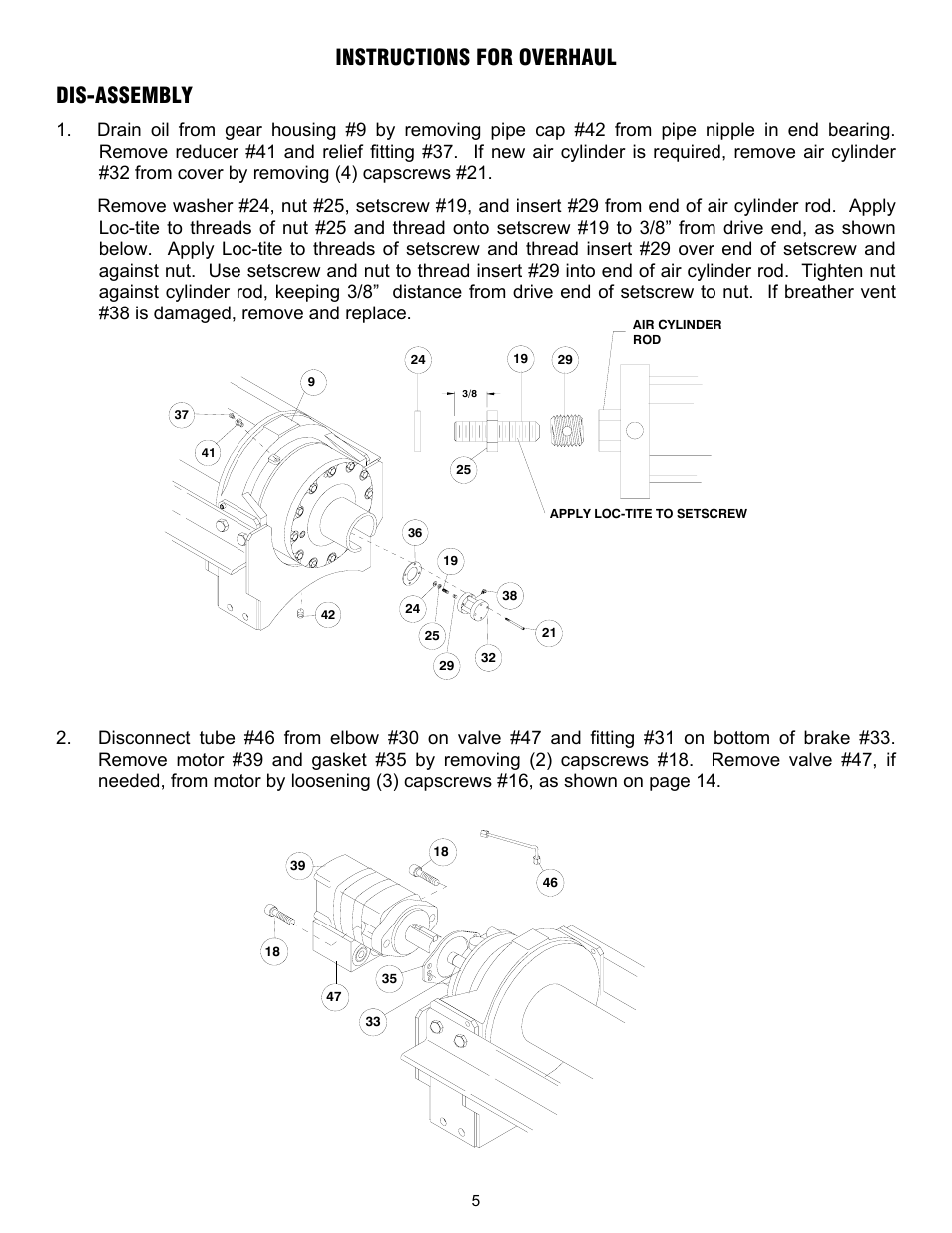 Instructions for overhaul dis-assembly | Ramsey Winch RPH-45000 (Mtg. Frame) User Manual | Page 7 / 20