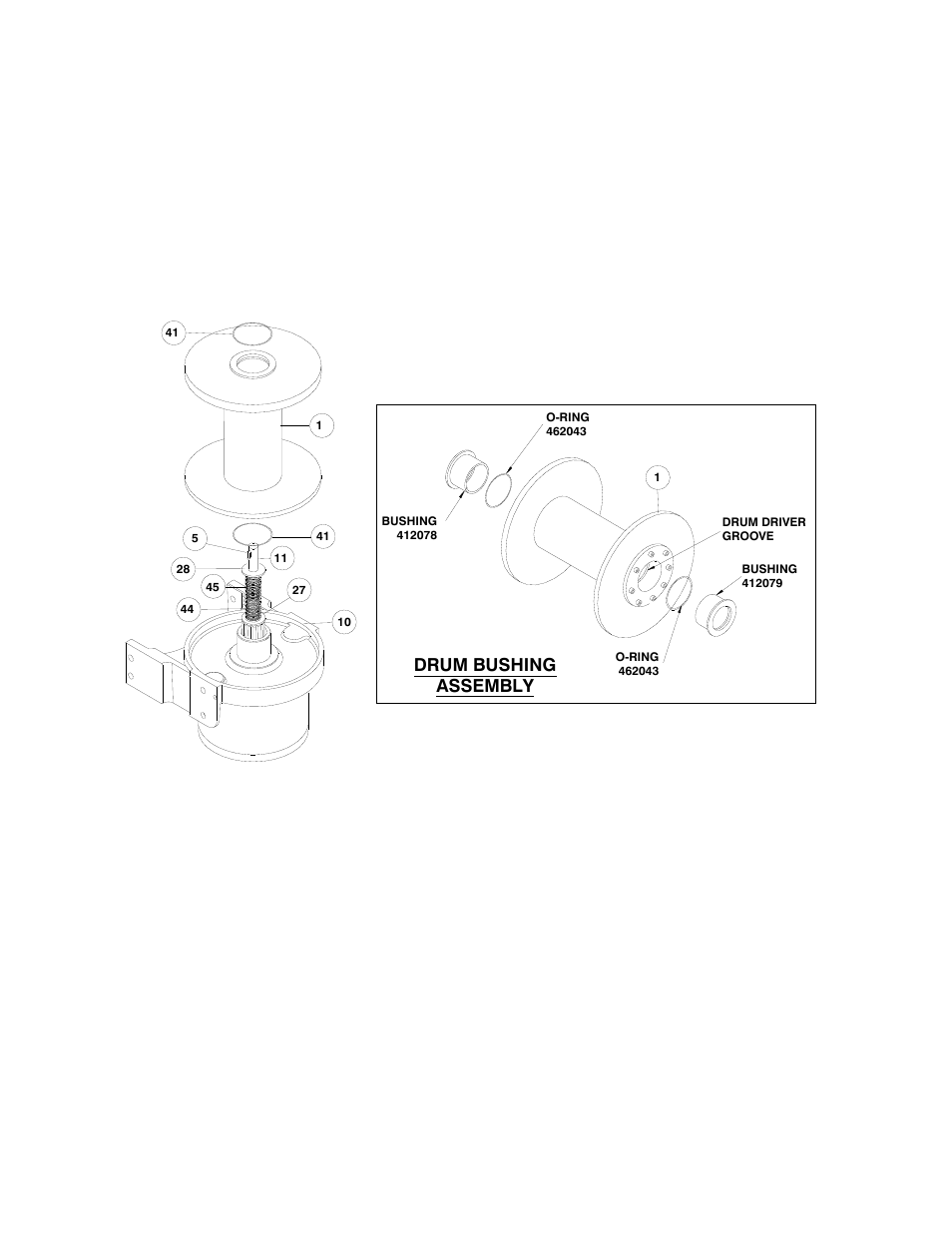 Assembly drum bushing | Ramsey Winch RPH-50000 (Foot Mtd.) User Manual | Page 10 / 20