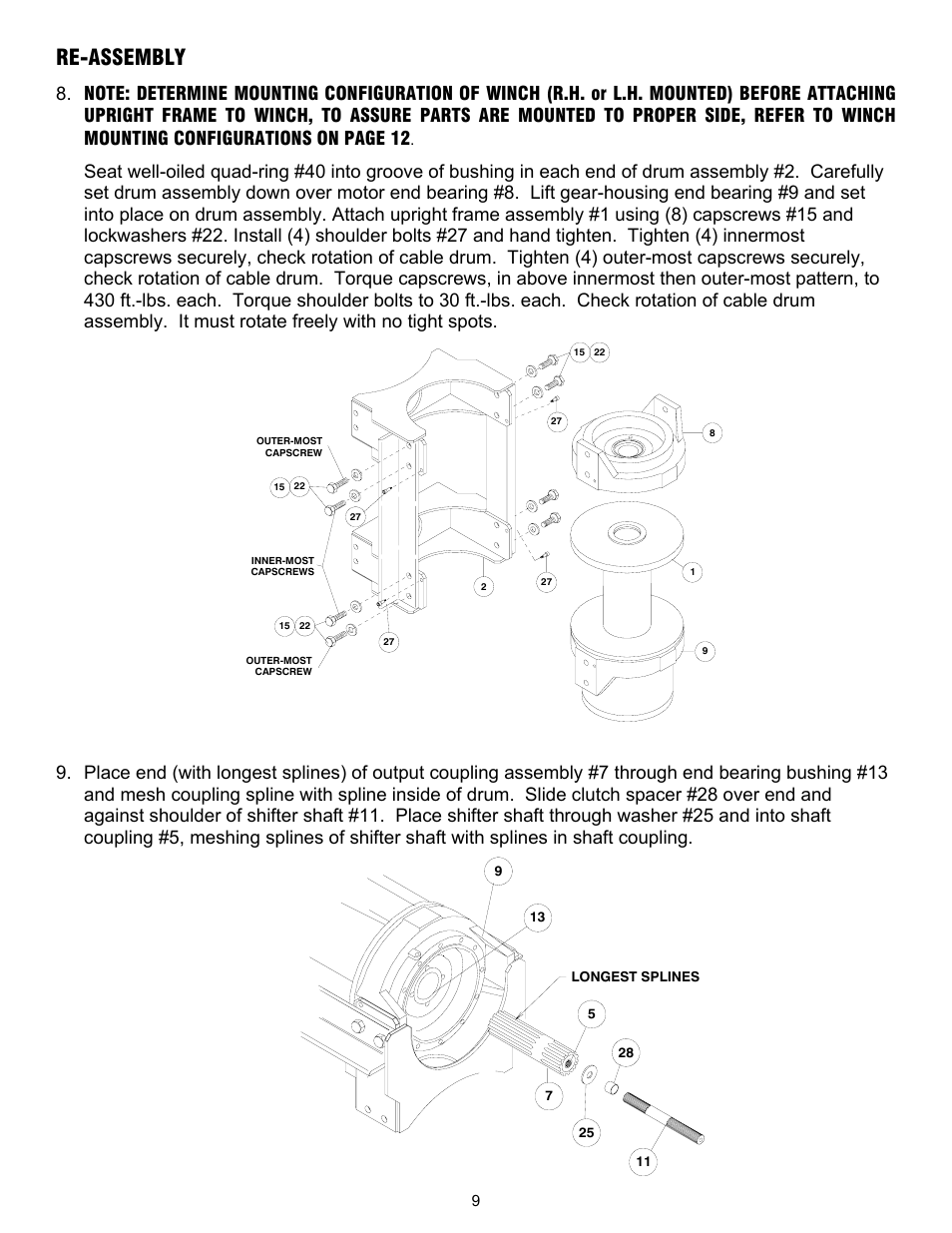 Re-assembly | Ramsey Winch RPH-50000 (Mtg. Frame) User Manual | Page 11 / 20