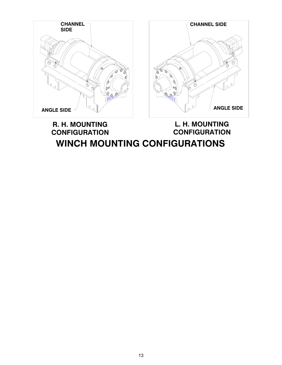 Winch mounting configurations | Ramsey Winch RPH-50000 (Mtg. Frame) User Manual | Page 15 / 20