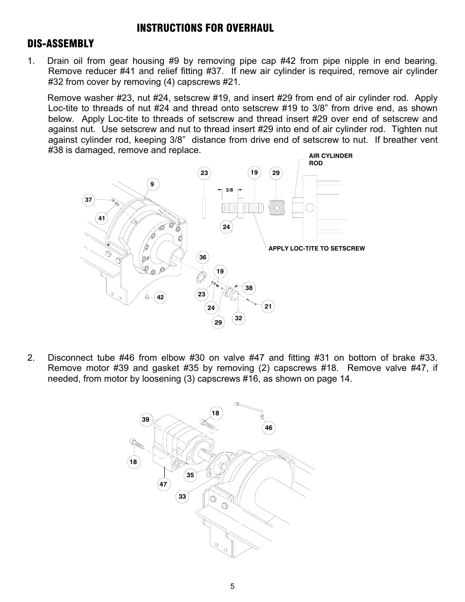 Instructions for overhaul dis-assembly | Ramsey Winch RPH-50000 (Mtg. Frame) User Manual | Page 7 / 20