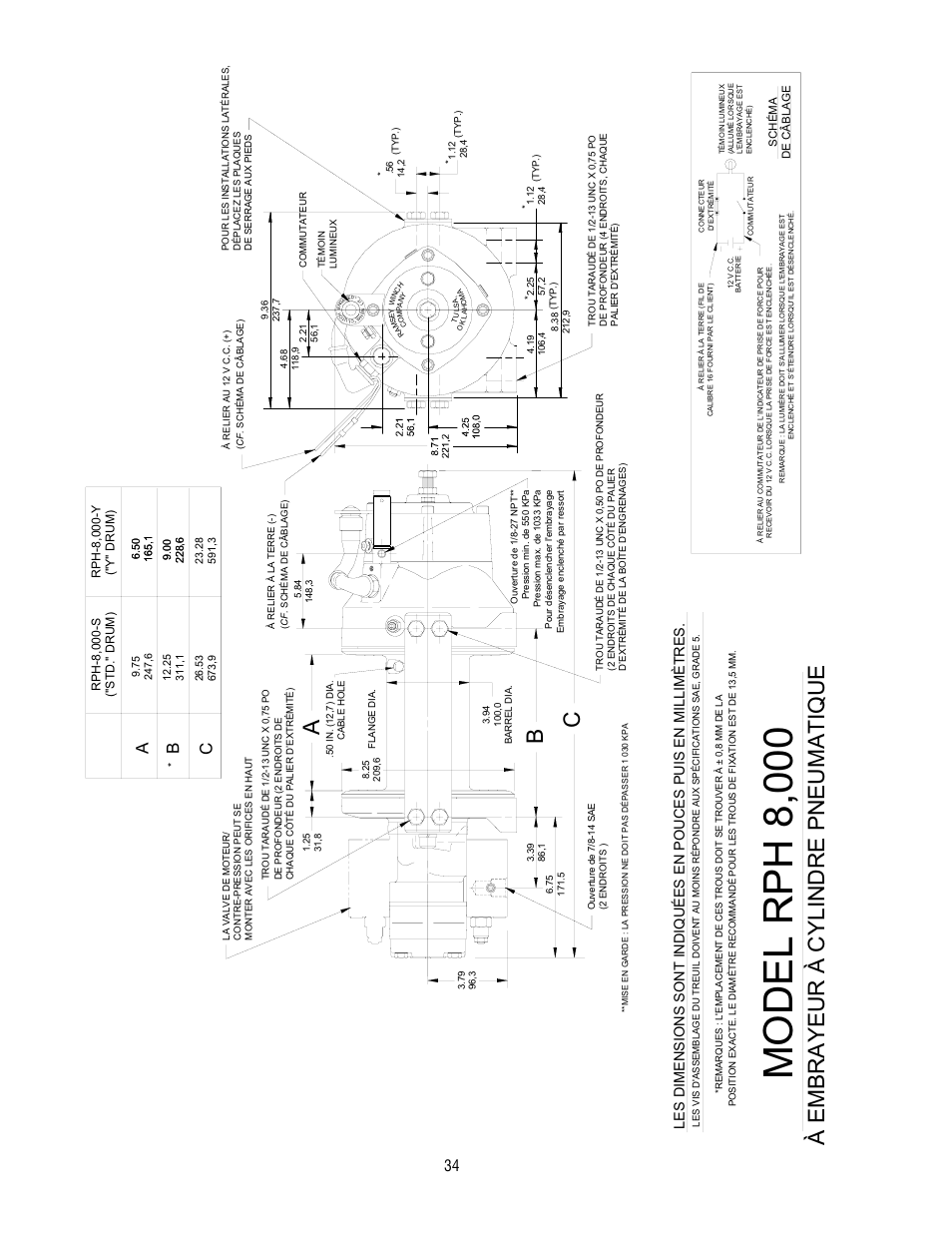 Model rph 8,000, Ab c, À embrayeur à cyli ndre pneumati que | Ramsey Winch RPH-8000 User Manual | Page 34 / 84