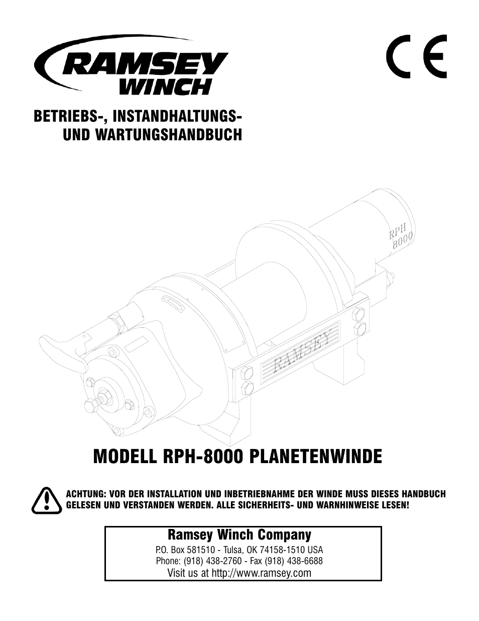 Modell rph-8000 planetenwinde, Betriebs-, instandhaltungs- und wartungshandbuch | Ramsey Winch RPH-8000 User Manual | Page 43 / 84