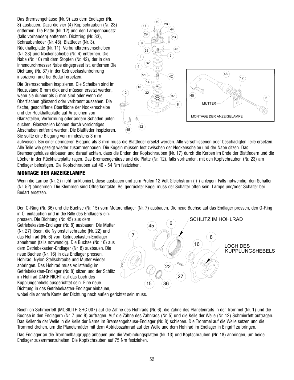 Montage der anzeigelampe | Ramsey Winch RPH-8000 User Manual | Page 52 / 84