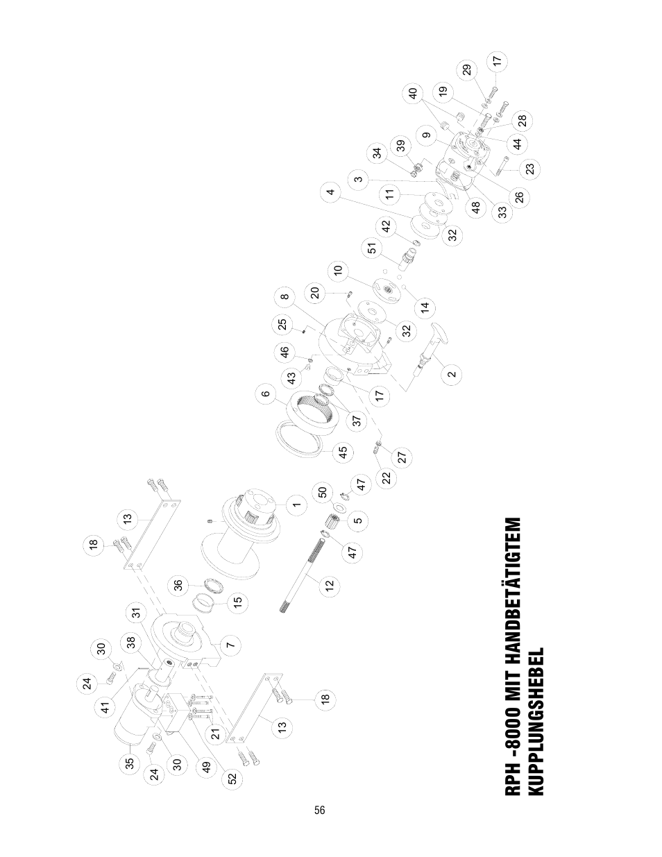 Rph -8000 mit handbetätig tem kuppl ungshebel | Ramsey Winch RPH-8000 User Manual | Page 56 / 84