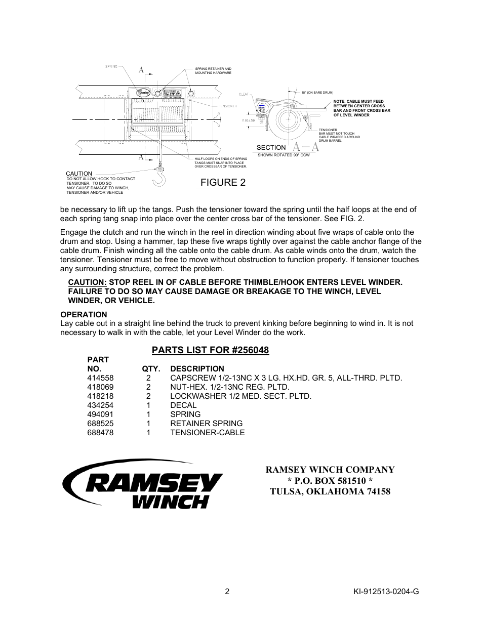 Figure 2 | Ramsey Winch LEVEL WINDER 1 256048 User Manual | Page 2 / 2