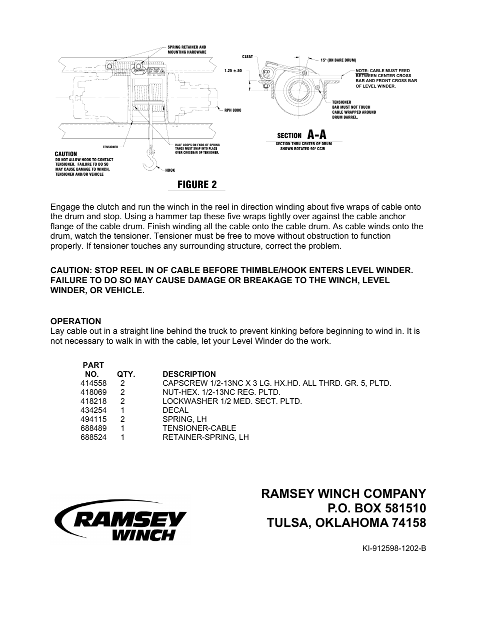 Figure 2 | Ramsey Winch LEVEL WINDER 2 L.H. 256110 User Manual | Page 2 / 2