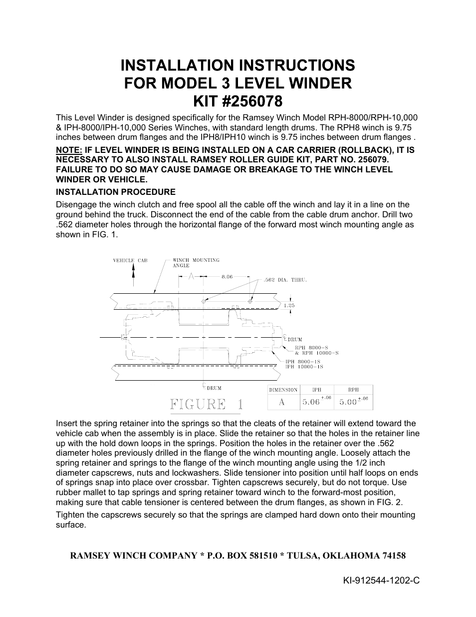 Ramsey Winch LEVEL WINDER 3 256078 User Manual | 2 pages