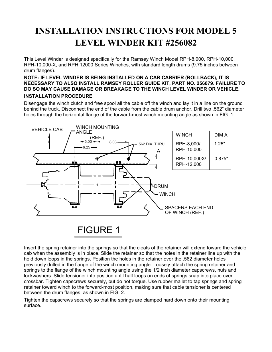 Ramsey Winch LEVEL WINDER 5 256082 User Manual | 2 pages