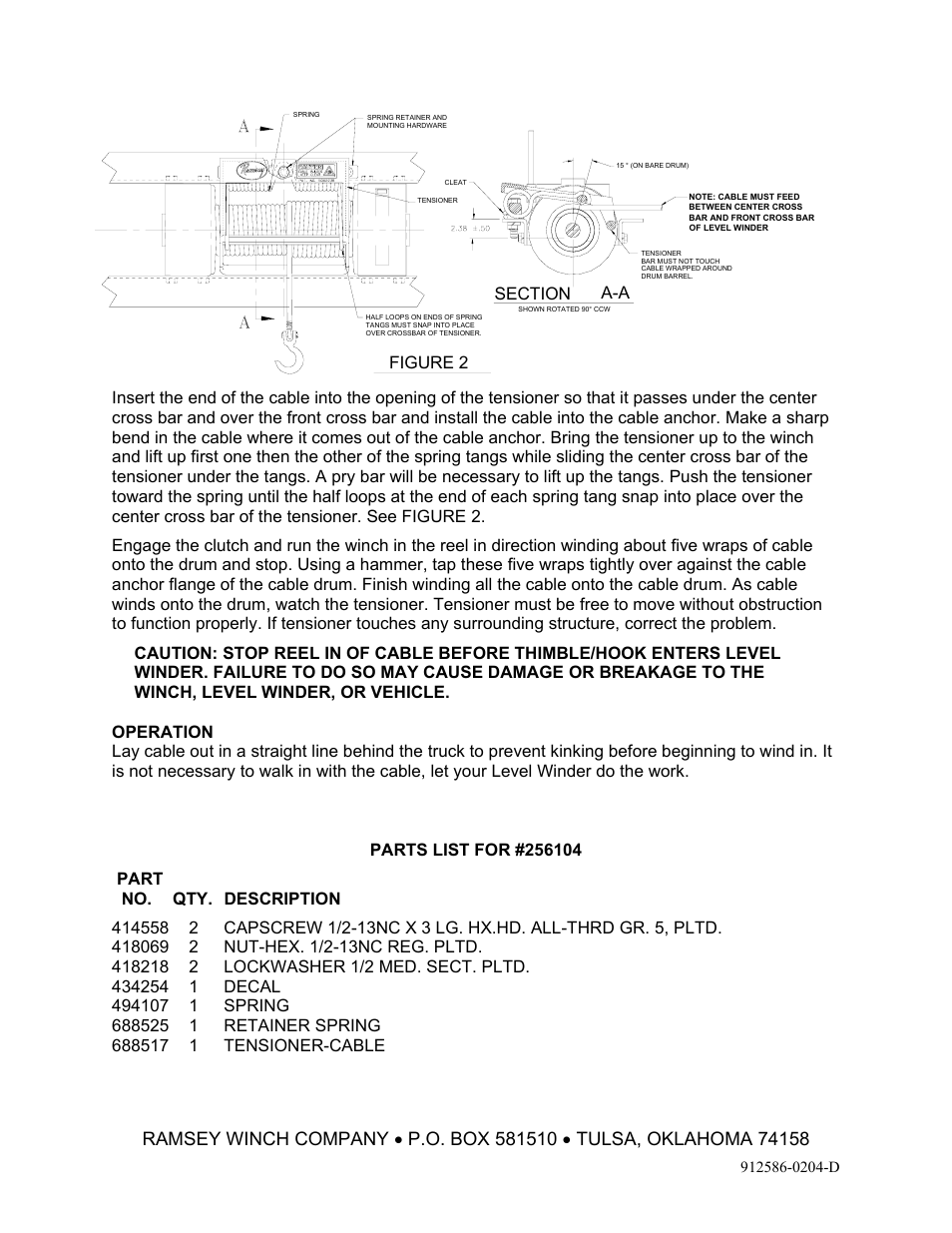 Figure 2 | Ramsey Winch LEVEL WINDER 6 256104 User Manual | Page 2 / 2