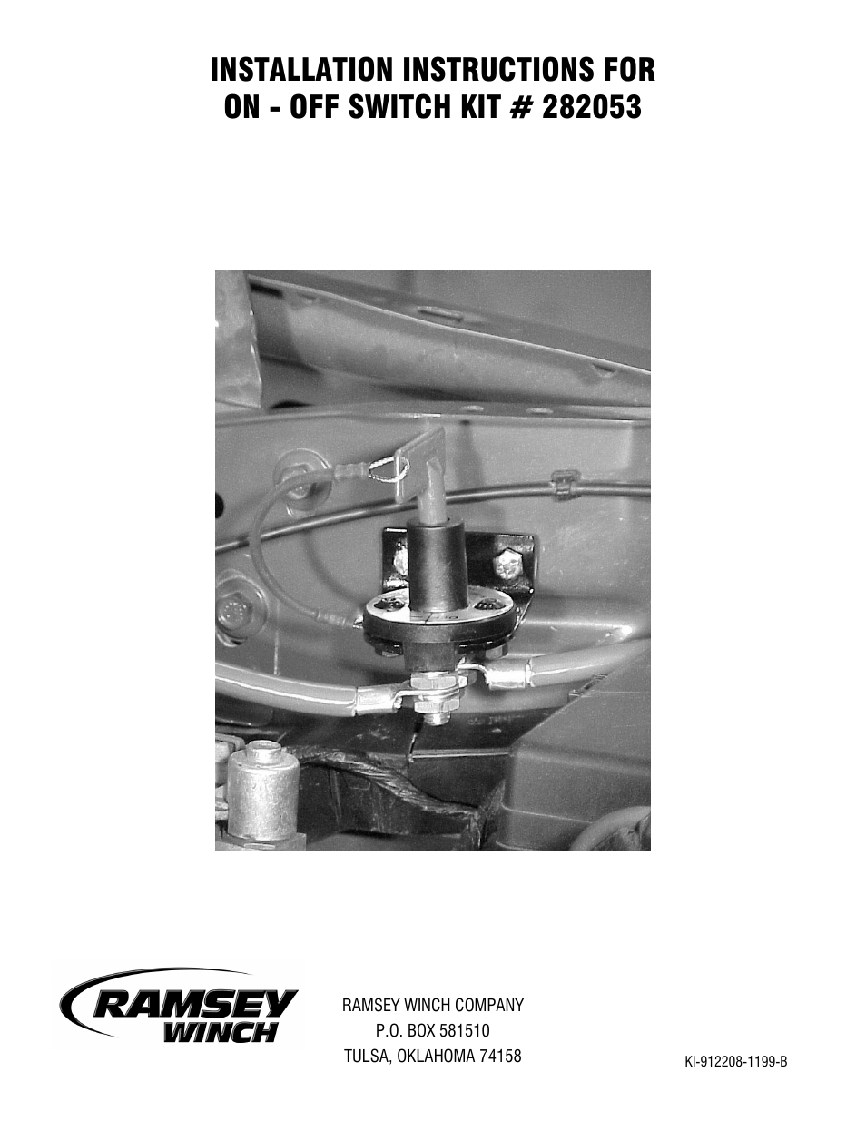 Ramsey Winch ON OFF SWITCH KIT 282053 User Manual | 3 pages