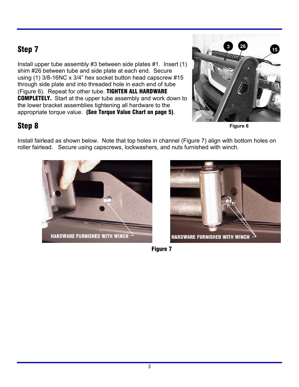 Step 7, Step 8 | Ramsey Winch CHEVY GRILL GUARD KIT 295367 (RE WINCH) User Manual | Page 4 / 7