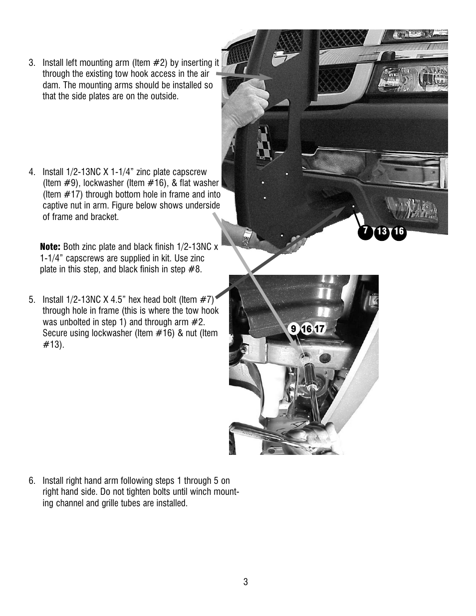 Ramsey Winch CHEVY GRILL GUARD KIT 295369 (PAT 12/15 WINCH) User Manual | Page 3 / 8