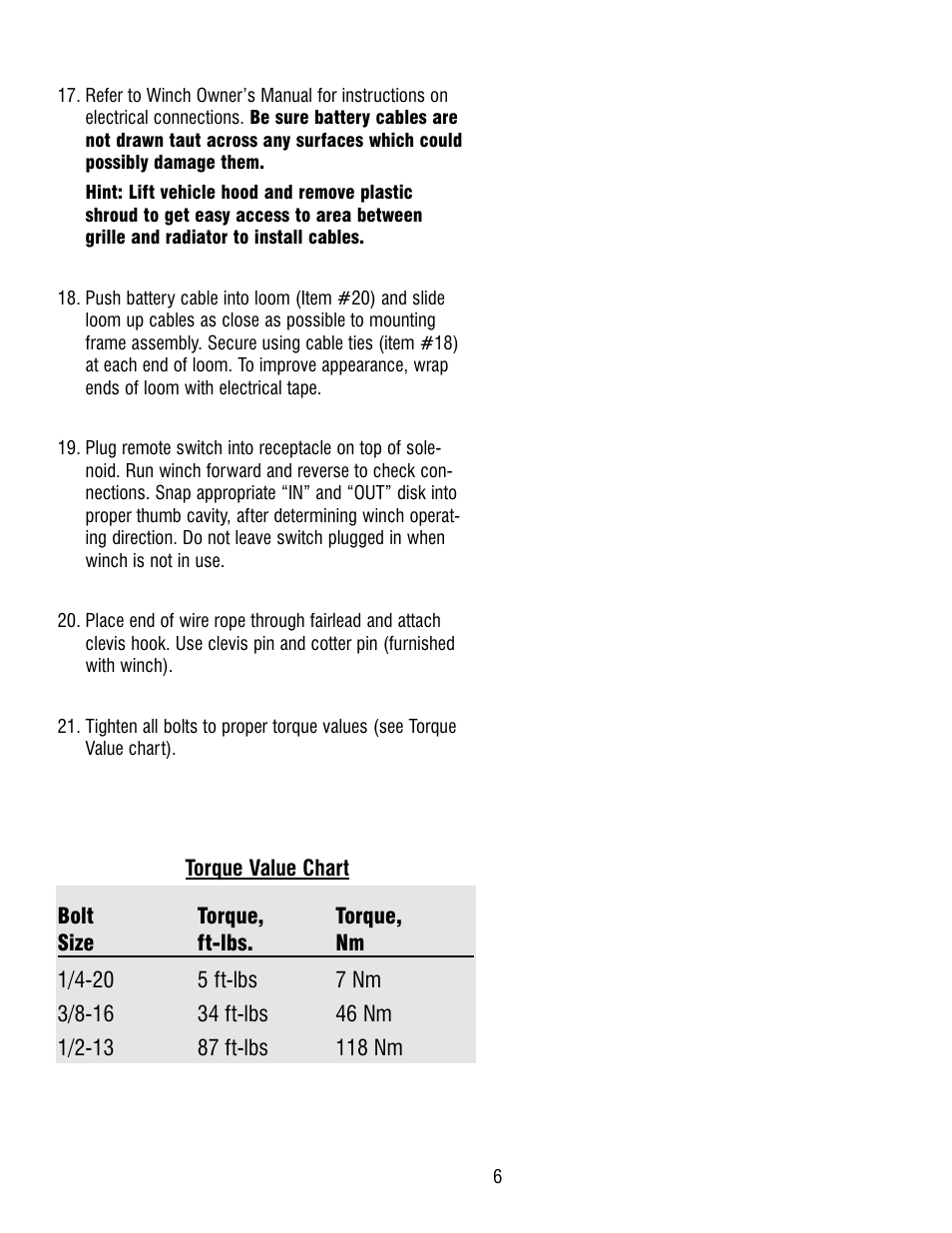 Ramsey Winch CHEVY GRILL GUARD KIT 295369 (PAT 12/15 WINCH) User Manual | Page 6 / 8