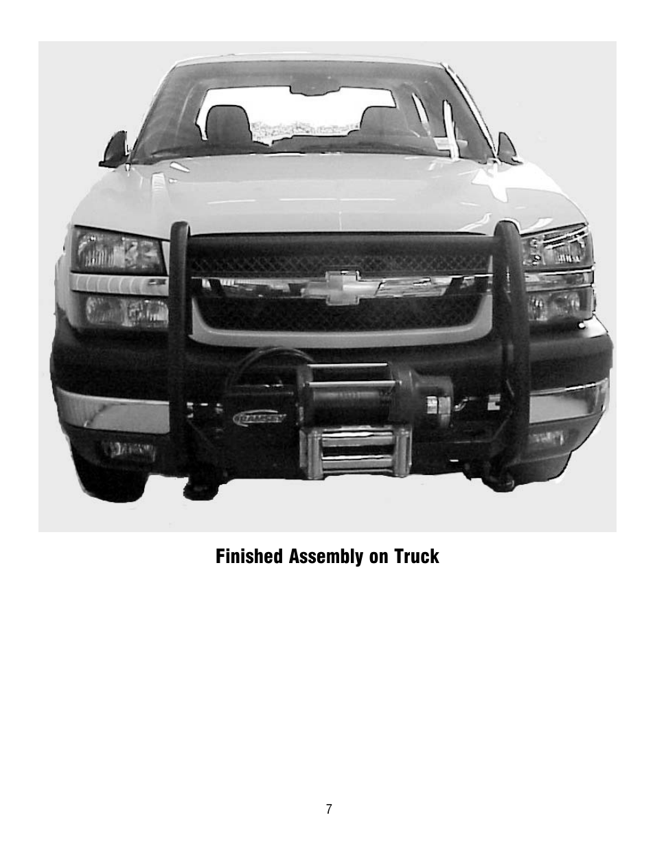 Finished assembly on truck | Ramsey Winch CHEVY GRILL GUARD KIT 295369 (PAT 12/15 WINCH) User Manual | Page 7 / 8