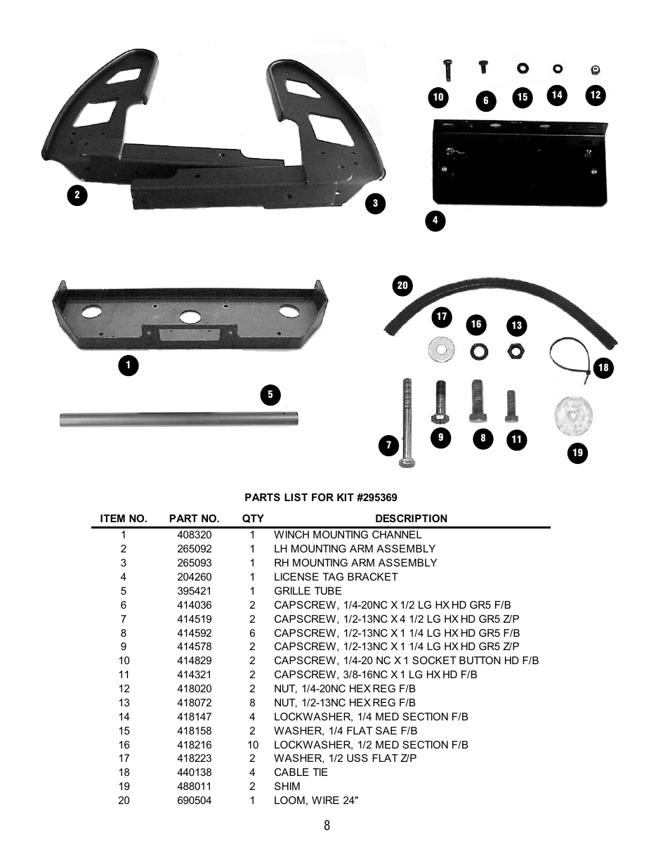 Ramsey Winch CHEVY GRILL GUARD KIT 295369 (PAT 12/15 WINCH) User Manual | Page 8 / 8