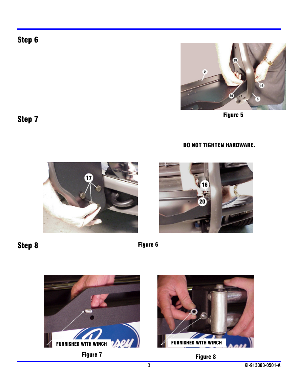 Step 6, Step 7, Step 8 | Ramsey Winch CHEVY GRILL GUARD KIT 295928 User Manual | Page 4 / 8