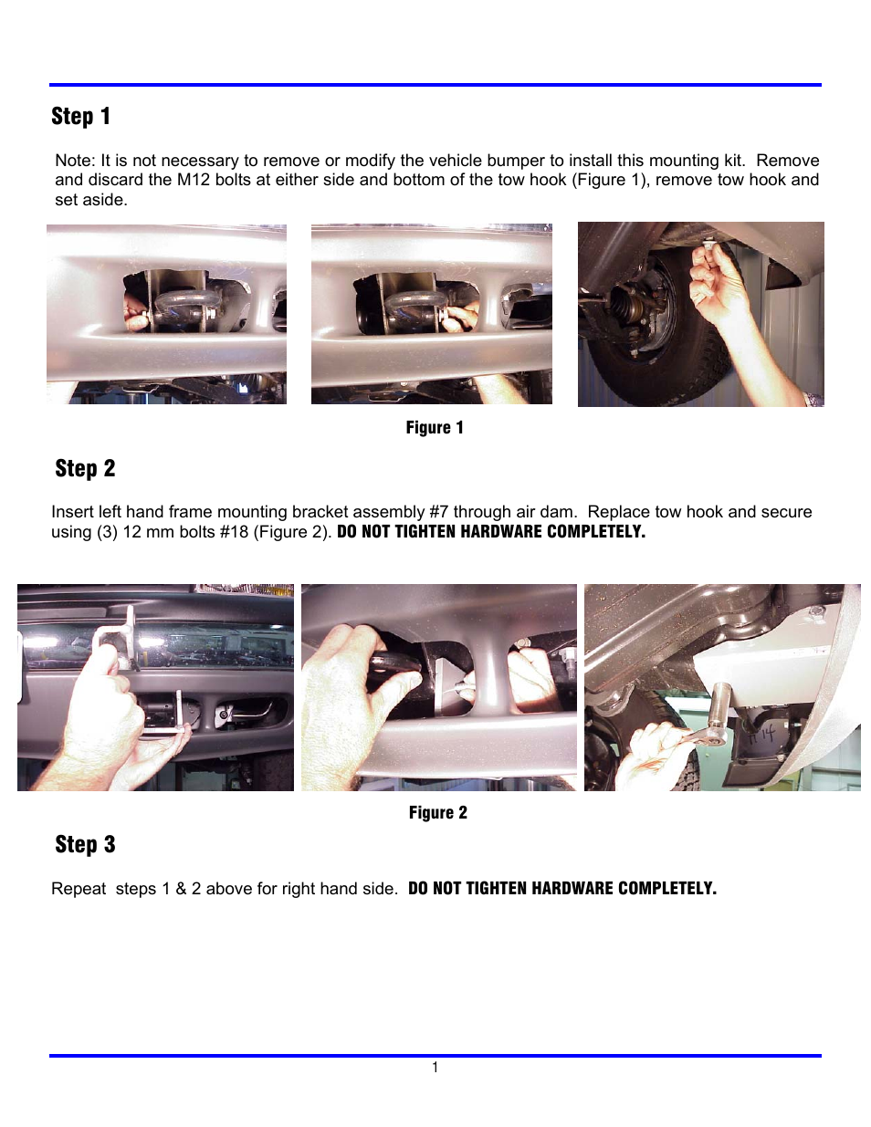 Step 1, Step 2, Step 3 | Ramsey Winch CHEVY GRILL GUARD/WRAPAROUND KITS 295936 & 295937 User Manual | Page 2 / 8