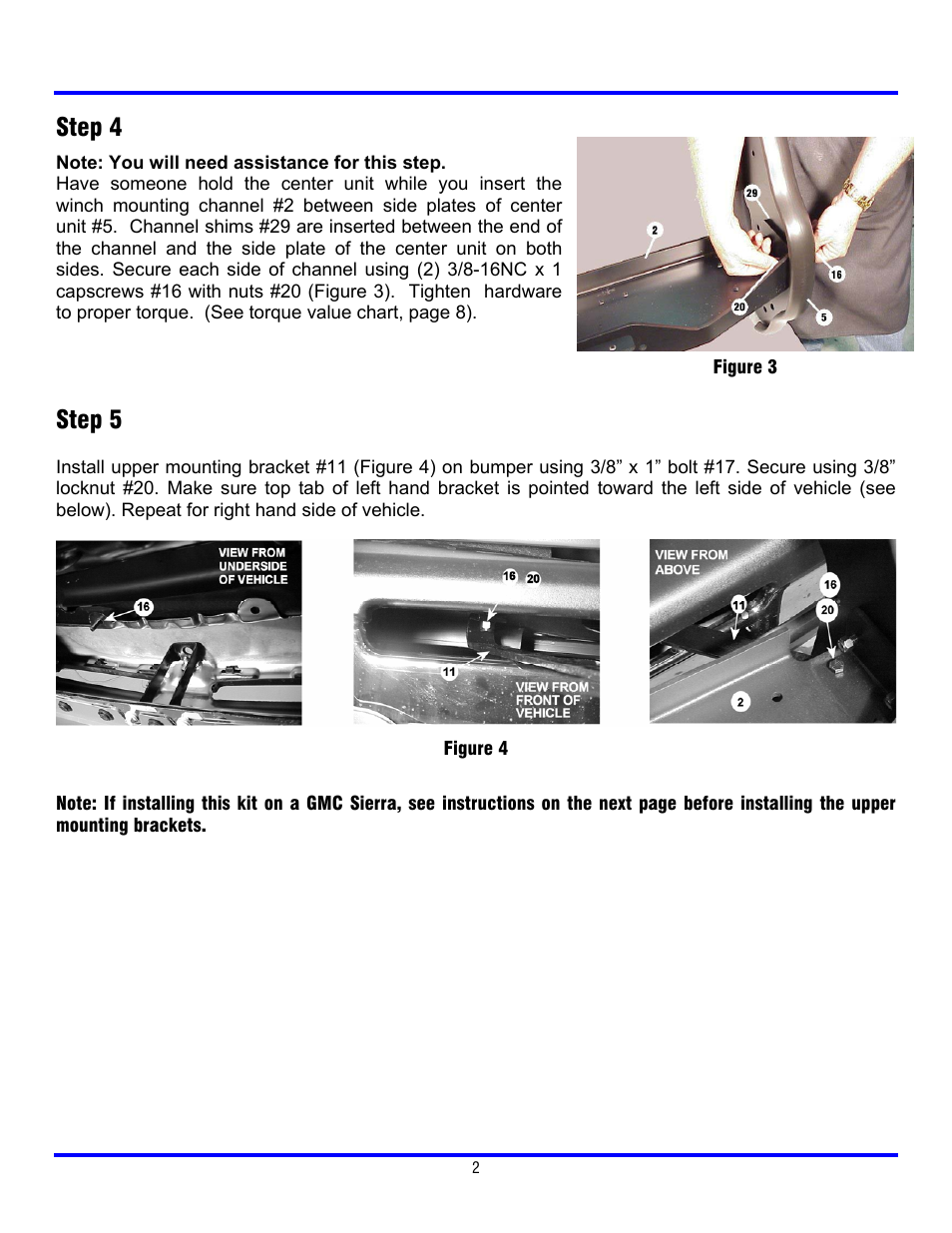 Step 4, Step 5 | Ramsey Winch CHEVY GRILL GUARD/WRAPAROUND KITS 295936 & 295937 User Manual | Page 3 / 8