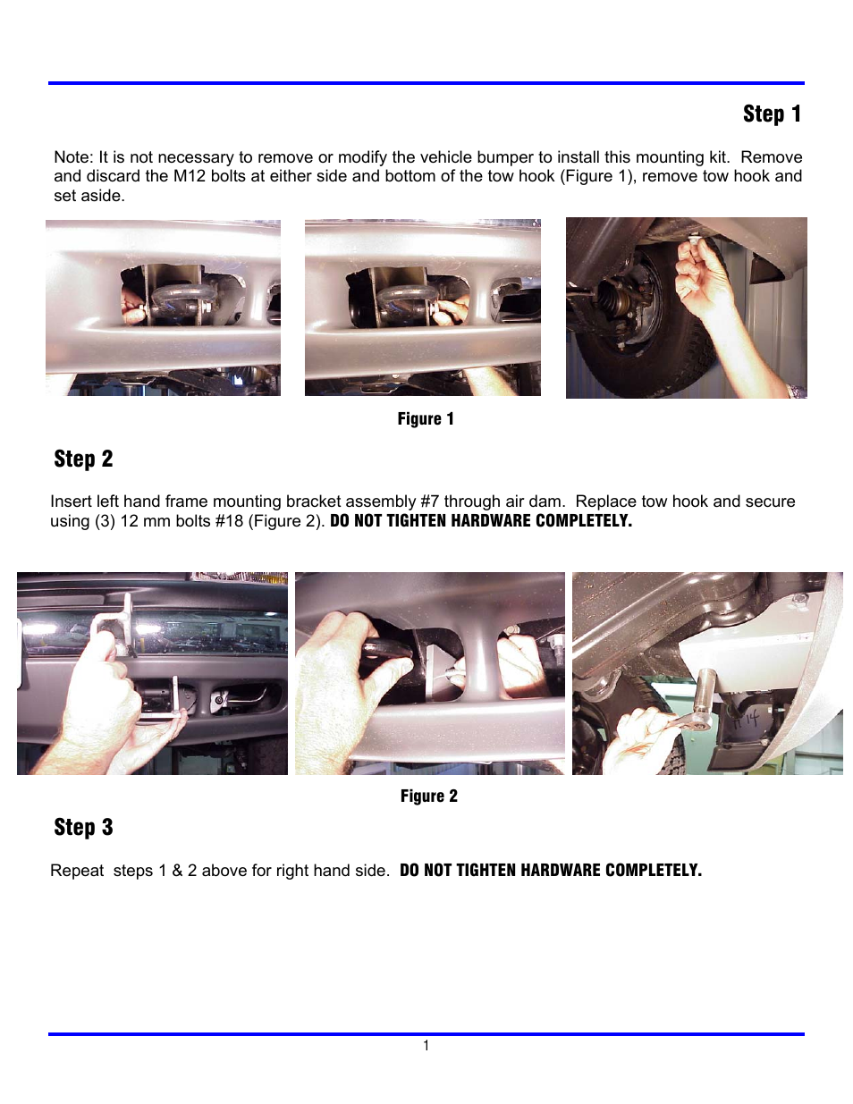 Step 1, Step 2, Step 3 | Ramsey Winch CHEVY WRAPAROUND & GRILL GUARD KITS 295934 & 295935 User Manual | Page 2 / 7