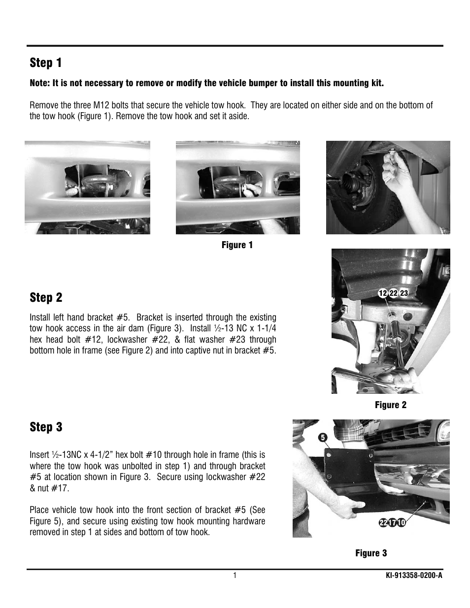 Step 1, Step 2, Step 3 | Ramsey Winch CHEVY WRAPAROUND KIT 295362 (RE WINCH) User Manual | Page 2 / 7