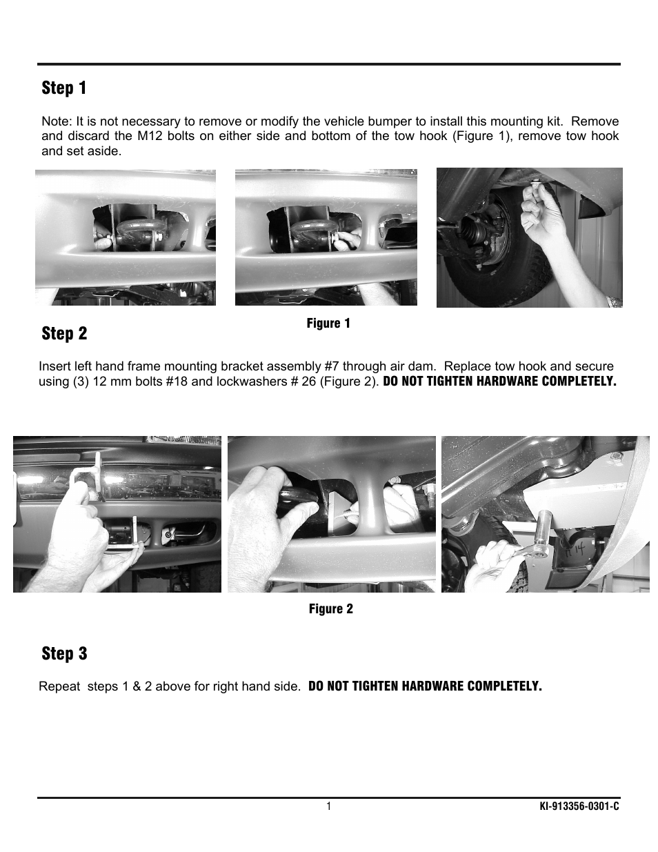 Step 1, Step 2, Step 3 | Ramsey Winch CHEVY WRAPAROUND KIT 295925 User Manual | Page 2 / 10