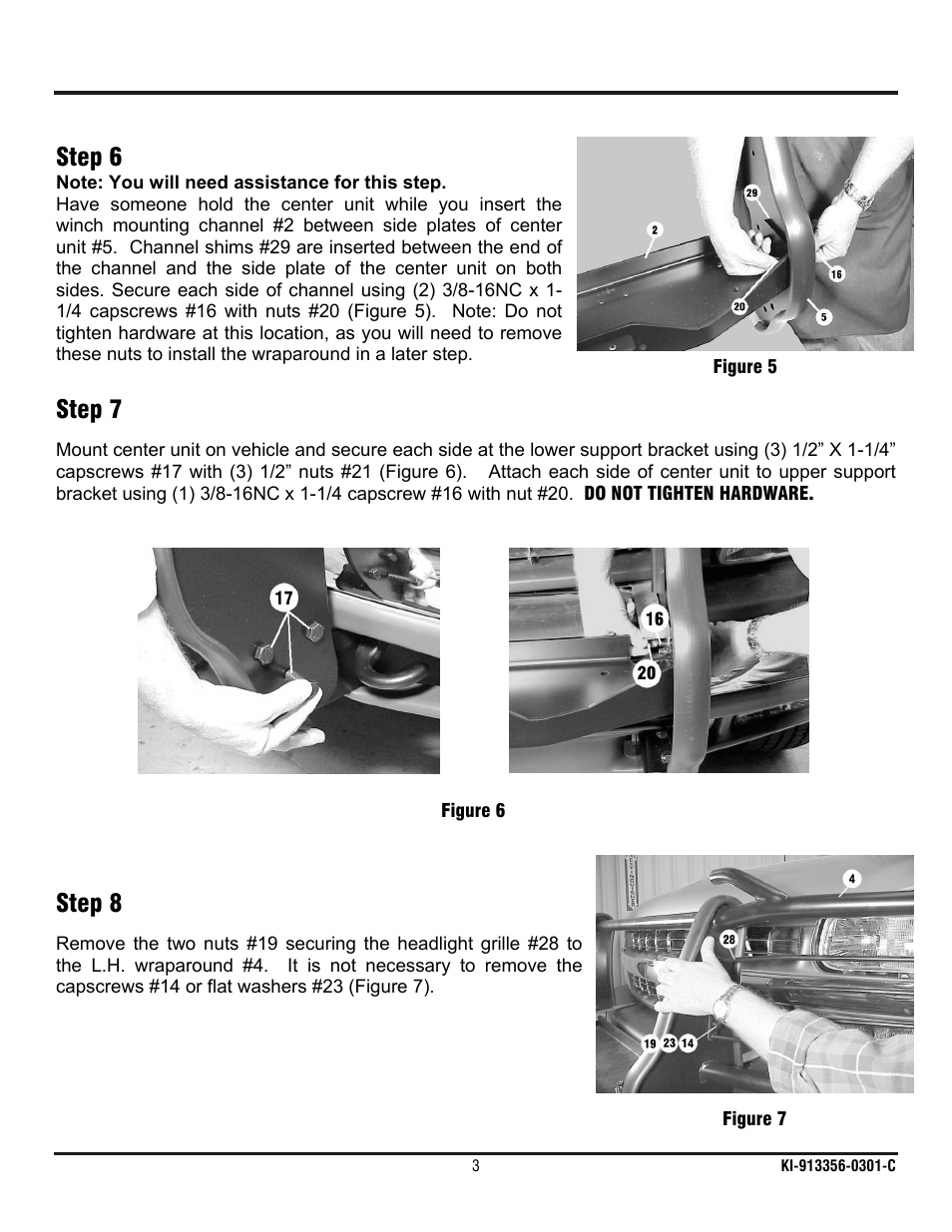 Step 6, Step 7, Step 8 | Ramsey Winch CHEVY WRAPAROUND KIT 295925 User Manual | Page 4 / 10