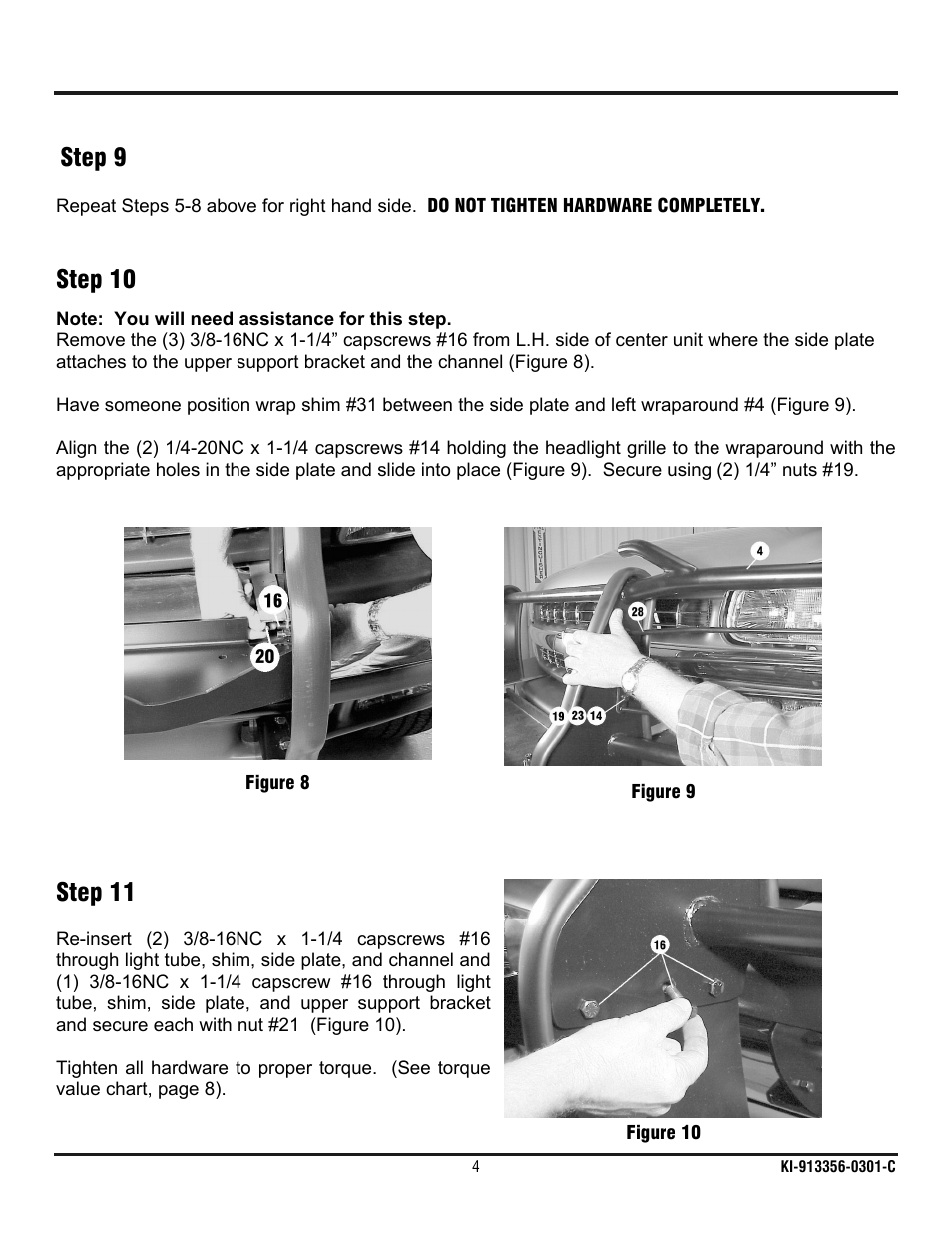 Step 9, Step 10, Step 11 | Ramsey Winch CHEVY WRAPAROUND KIT 295925 User Manual | Page 5 / 10