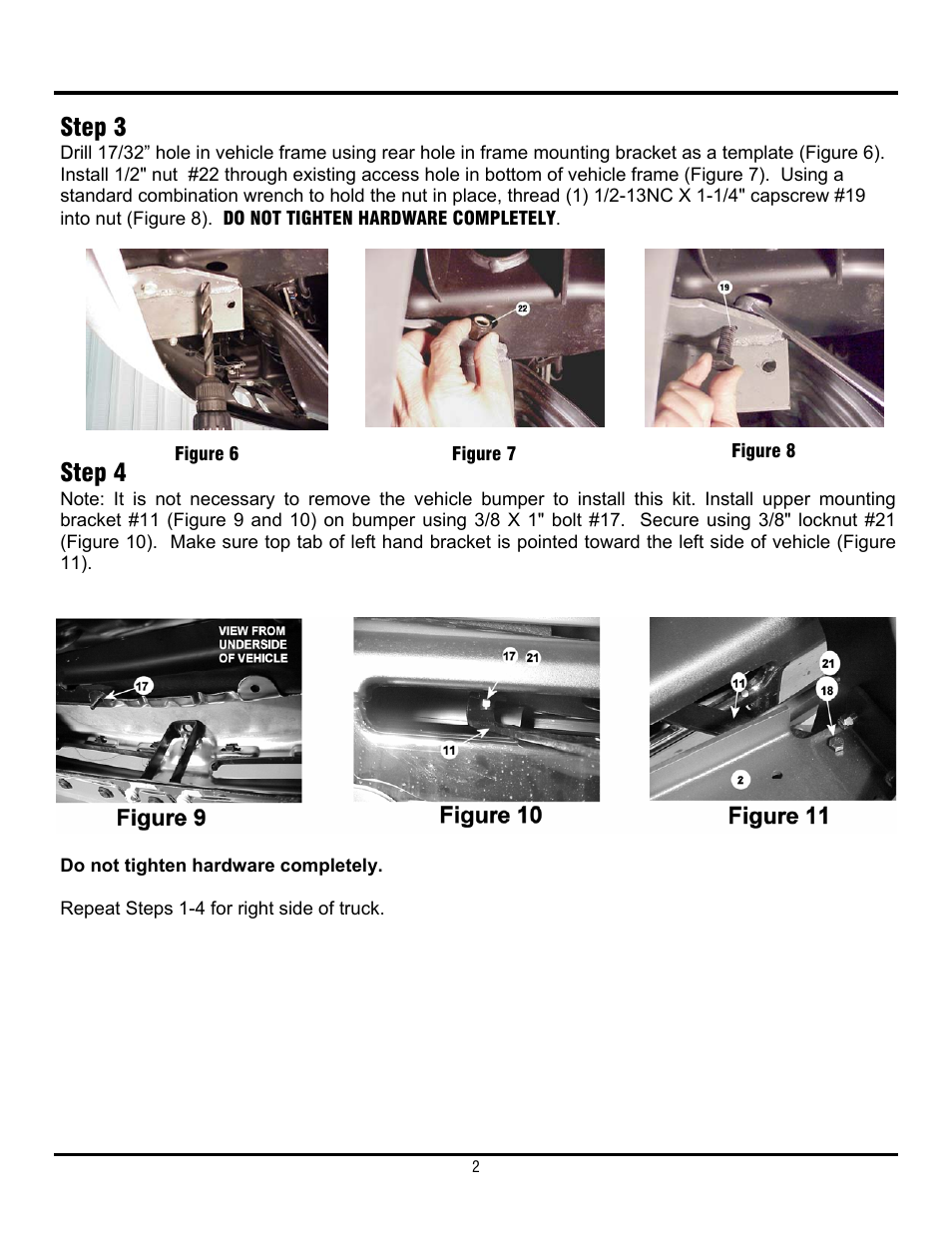 Step 3, Step 4 | Ramsey Winch CHEVY WRAPAROUND KIT 295932 User Manual | Page 3 / 9