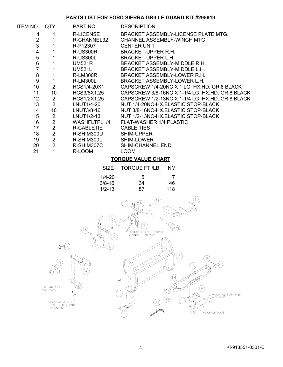 Ramsey Winch FORD GRILL GUARD KIT 295919 User Manual | Page 5 / 6