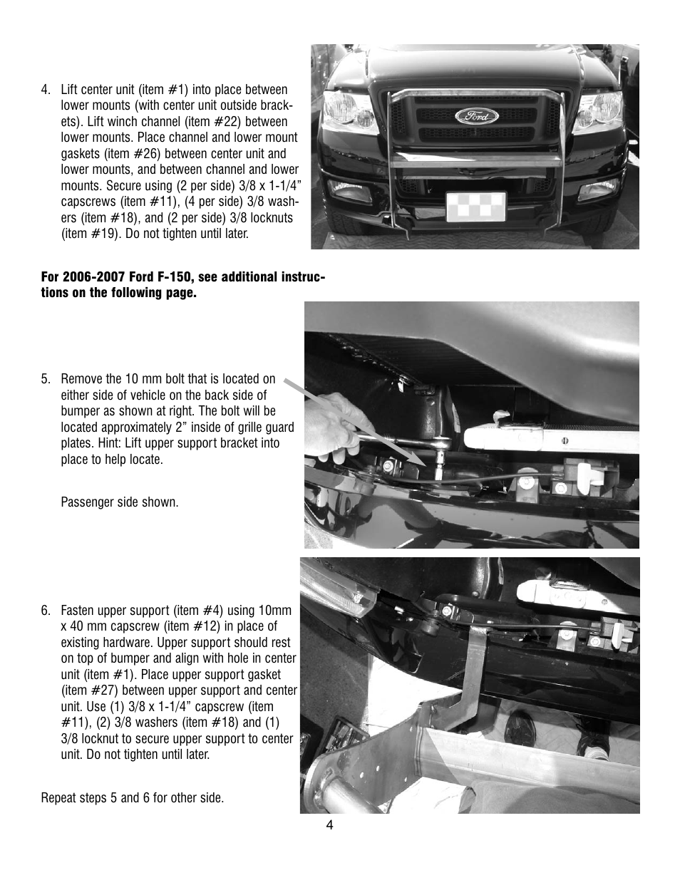 Ramsey Winch FORD GRILL GUARD/WRAPAROUND KITS 295942 & 295943 User Manual | Page 4 / 7