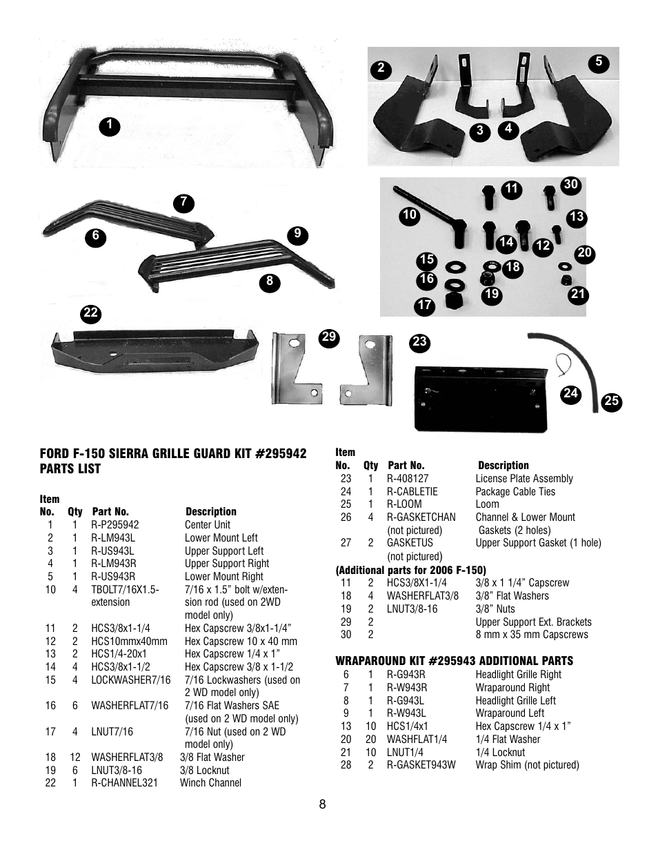 Ramsey Winch FORD GRILL GUARD/WRAPAROUND KITS 295942 & 295943 User Manual | Page 7 / 7