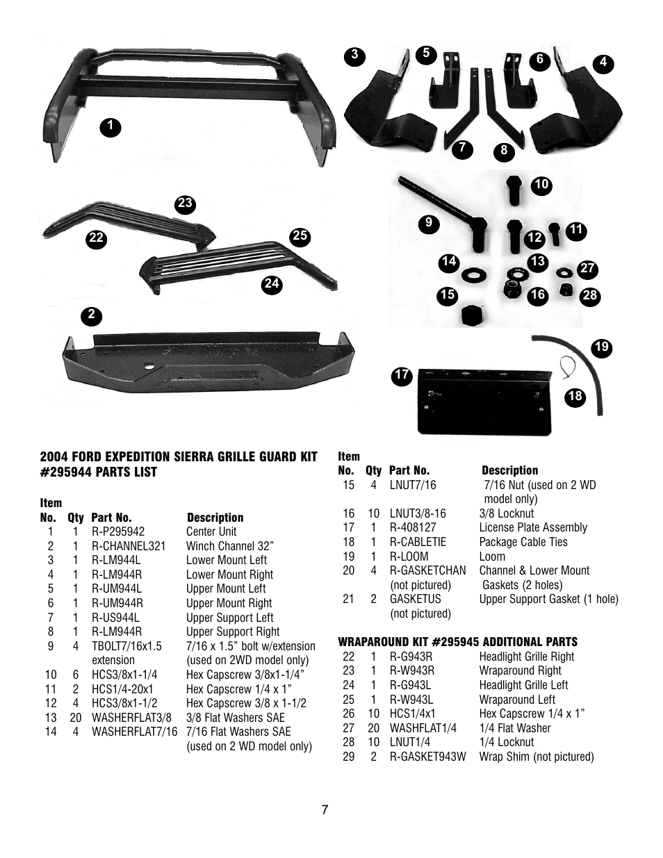 Ramsey Winch FORD GRILL GUARD/WRAPAROUND KITS 295944 & 295945 User Manual | Page 7 / 7