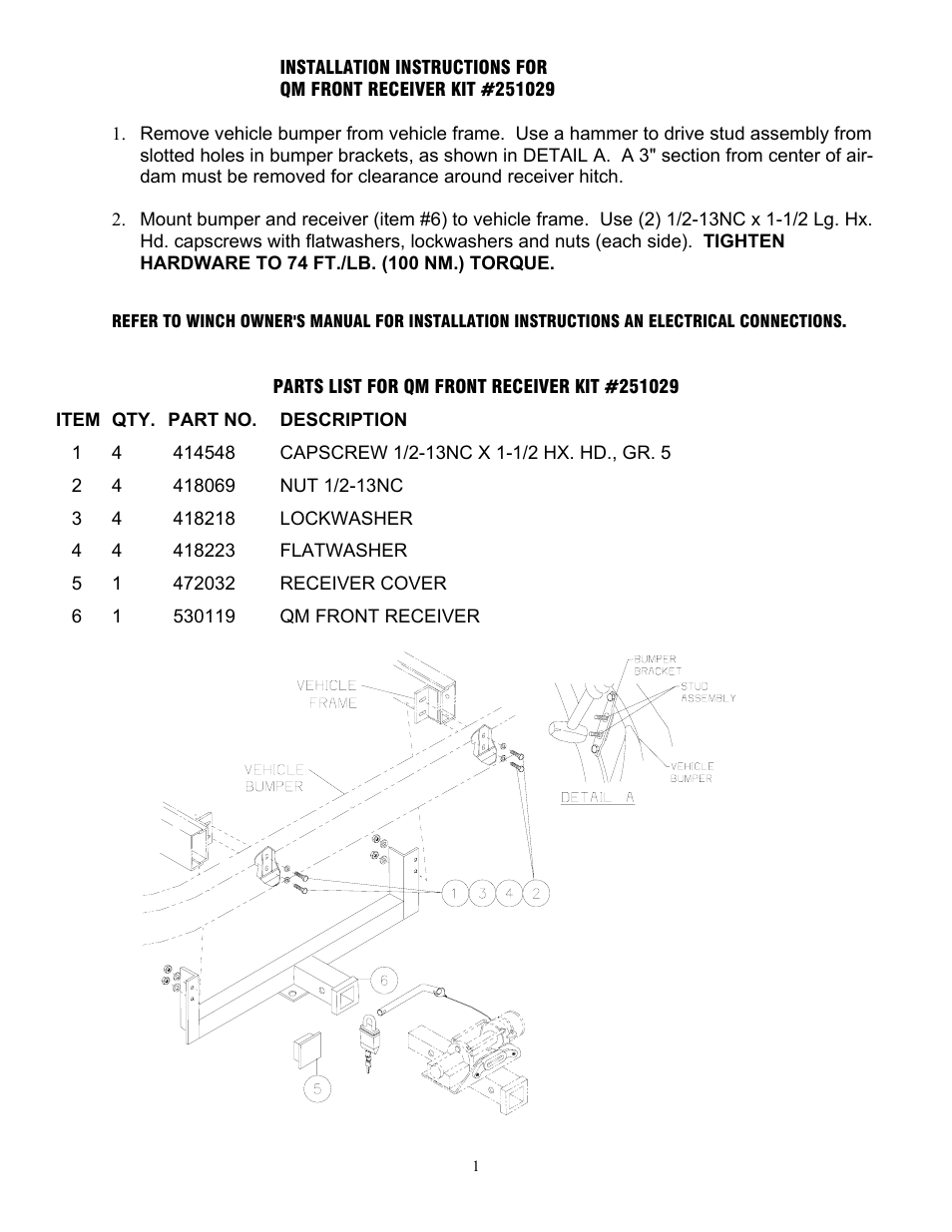 Ramsey Winch FORD QM KIT 251029 User Manual | Page 2 / 2