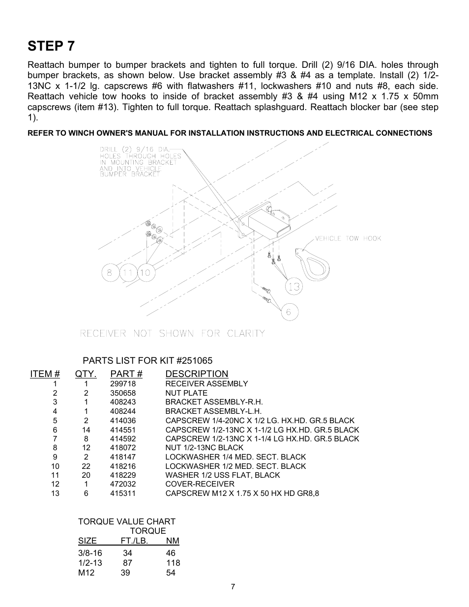 Step 7 | Ramsey Winch FORD QM KIT 251065 User Manual | Page 8 / 8