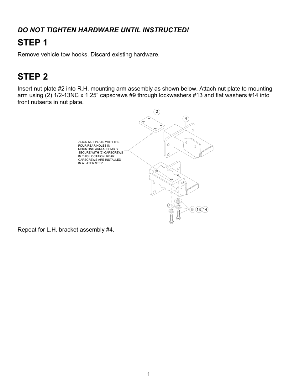 Step 1, Step 2 | Ramsey Winch FORD QM KIT 295375 User Manual | Page 2 / 6