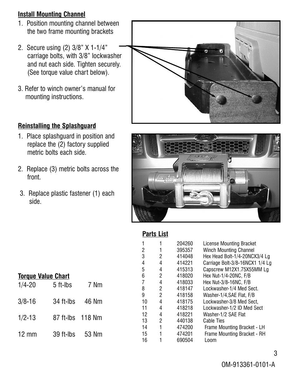 Ramsey Winch FORD SPORT BAR KIT 295363 User Manual | Page 4 / 4