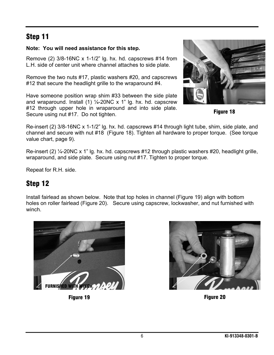 Step 11, Step 12 | Ramsey Winch FORD WRAPAROUND KIT 295918 User Manual | Page 7 / 10