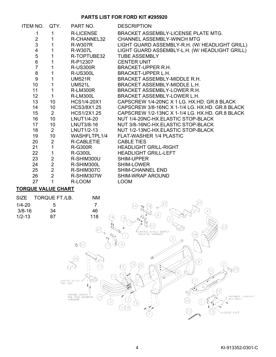 Ramsey Winch FORD WRAPAROUND KIT 295920 User Manual | Page 5 / 6