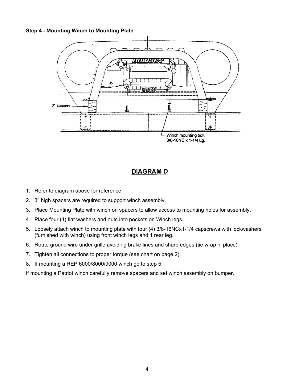 Ramsey Winch JEEP GRILL GUARD/SPORT BAR KITS 295241 & 251062 User Manual | Page 5 / 7