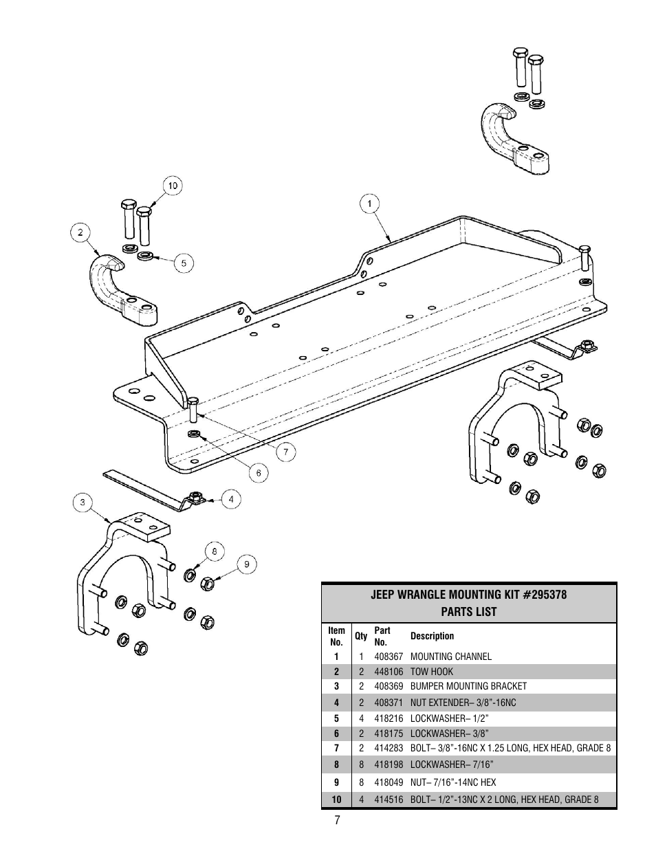 Ramsey Winch JEEP WRANGLER KIT 295378 User Manual | Page 7 / 7