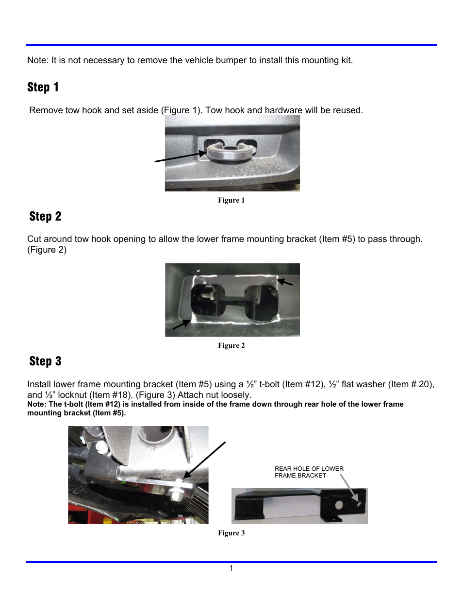 Step 1, Step 2, Step 3 | Ramsey Winch SILVERADO/SIERRA 2500HD/3500 295952 User Manual | Page 2 / 6