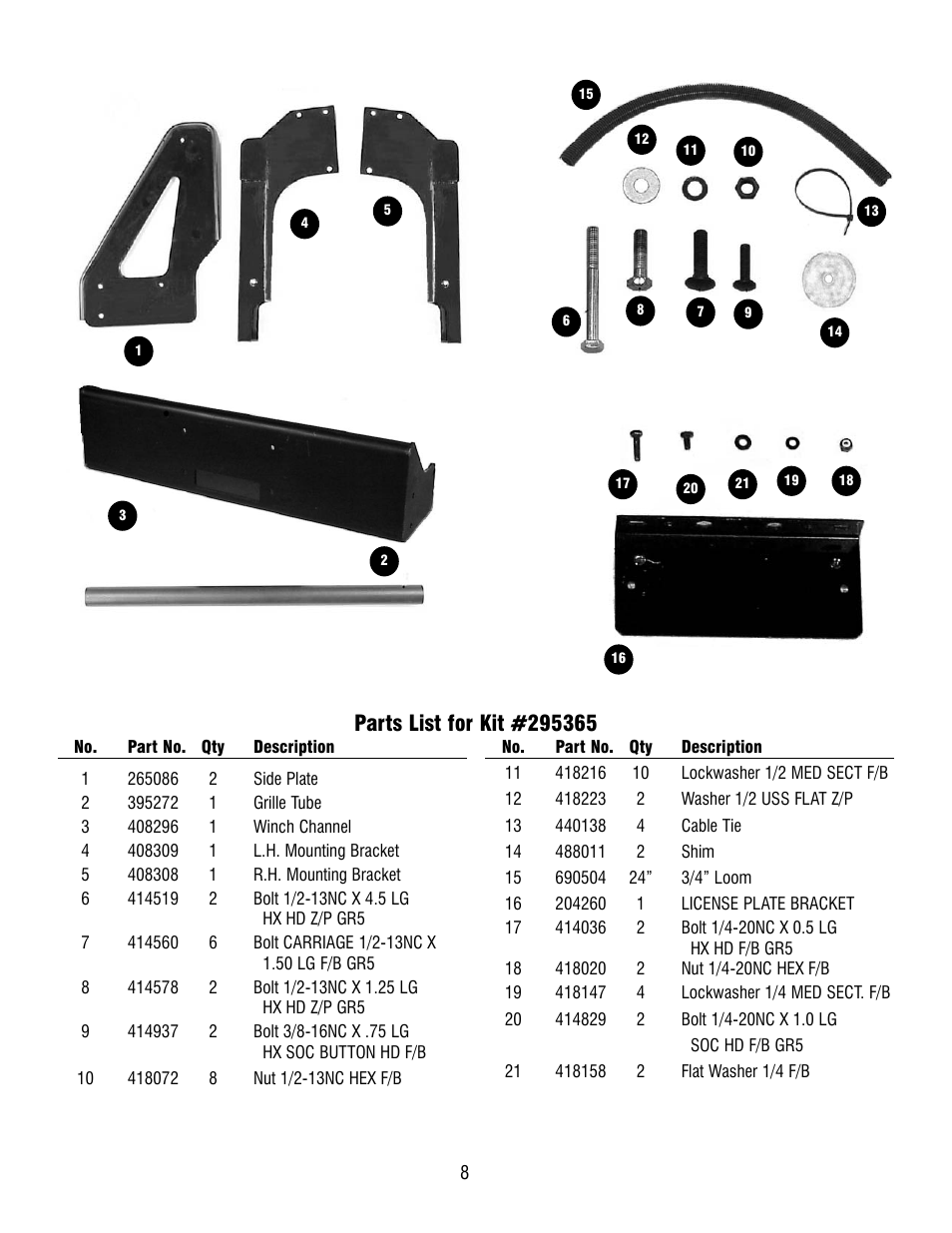 Ramsey Winch CHEVY GRILL GUARD KIT 295365 User Manual | Page 8 / 8