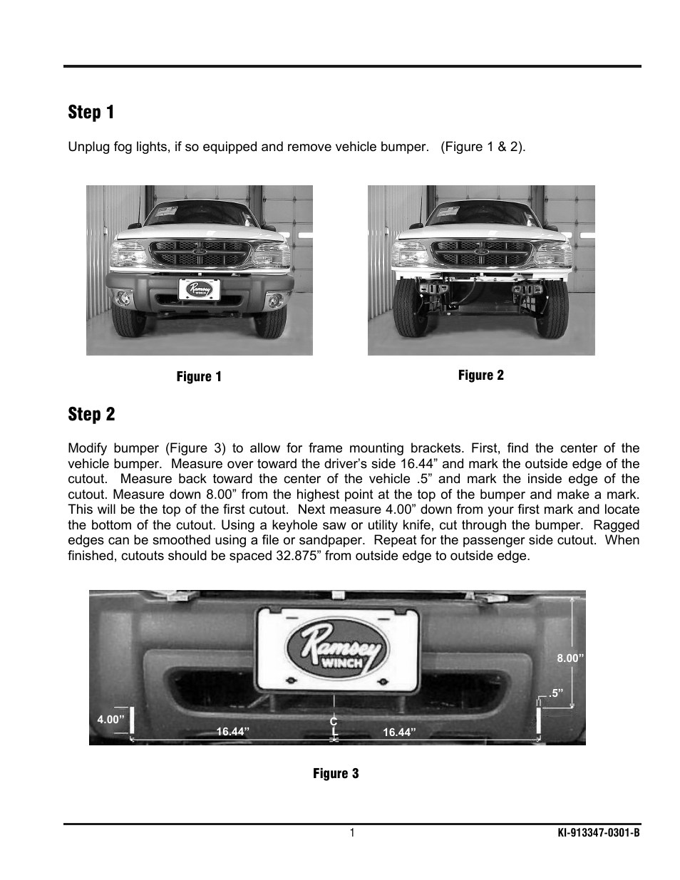 Step 1, Step 2 | Ramsey Winch FORD GRILL GUARD KIT 295917 User Manual | Page 2 / 10