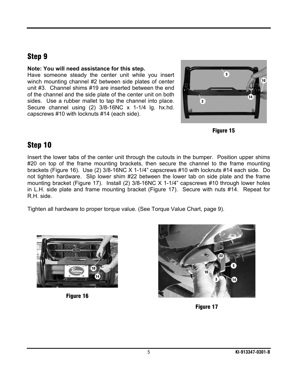 Step 9, Step 10 | Ramsey Winch FORD GRILL GUARD KIT 295917 User Manual | Page 6 / 10