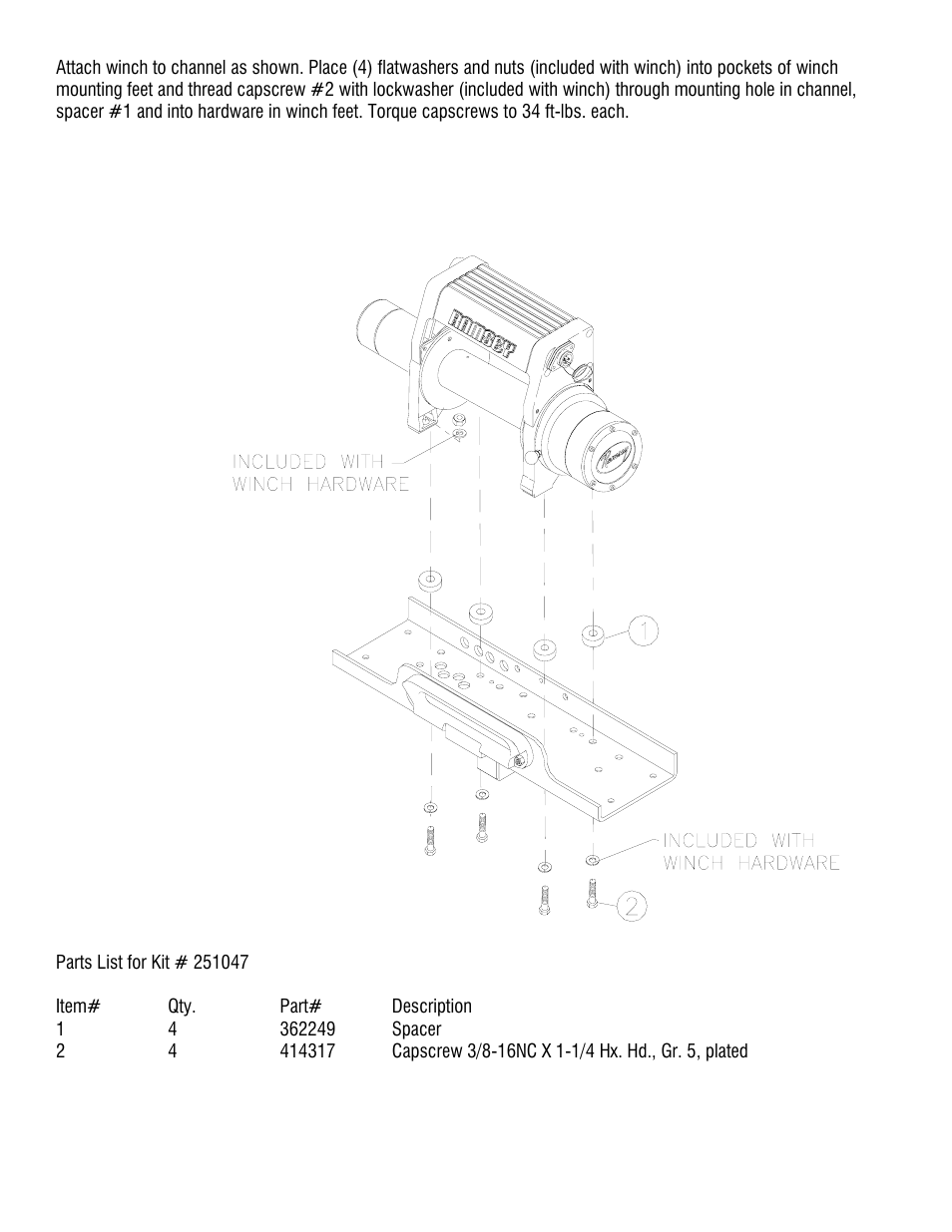 Ramsey Winch SPACER KIT 251047 User Manual | Page 2 / 2