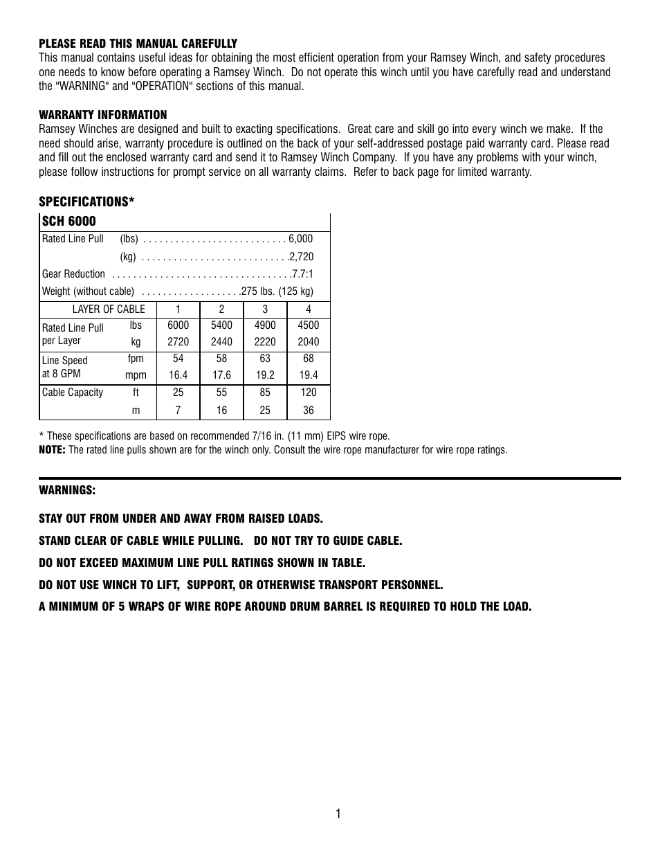 Ramsey Winch SCH-6000 User Manual | Page 3 / 12